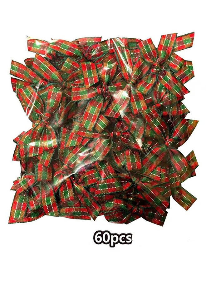 60 Pcs Gingham Ribbon Bows Buffalo Plaid Premade Twist Tie Bows for Gift Wrapping, Wedding, Baby Shower, Birthday Party, Party Decorations, DIY Craft (Red Green) - Image 1