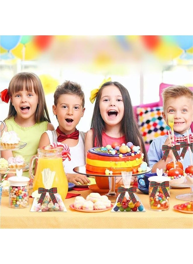 60 Pcs Gingham Ribbon Bows Buffalo Plaid Premade Twist Tie Bows for Gift Wrapping, Wedding, Baby Shower, Birthday Party, Party Decorations, DIY Craft (Red Green) - Image 3