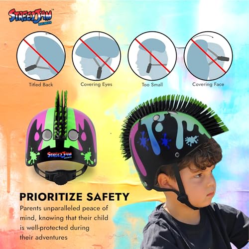 STREETJAM Open Face Helmet for Kids, Hard PP Outer Shell, EPS Inner Comfort Linner case, Adjustable Strap & Size Adjuster Dial, Unisex Kids Helmet (Epiga - Black, 3-5 Years (Extra Small, 48-51 CM)) - Image 5