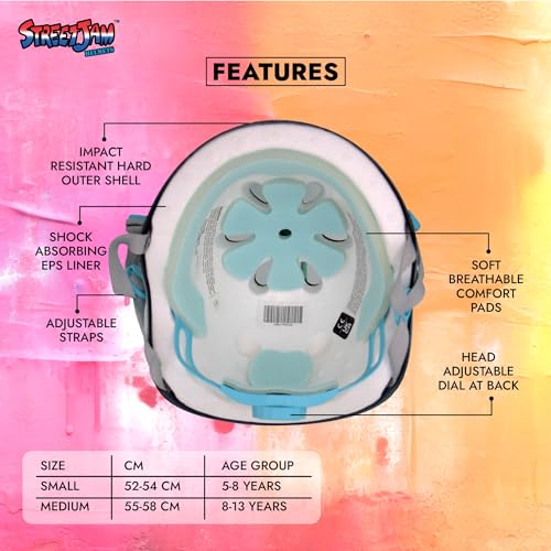 STREETJAM Open Face Helmet for Kids, Hard PP Outer Shell, EPS Inner Comfort Linner case, Adjustable Strap & Size Adjuster Dial, Unisex Kids Helmet (Epiga - Black, 3-5 Years (Extra Small, 48-51 CM)) - Image 4