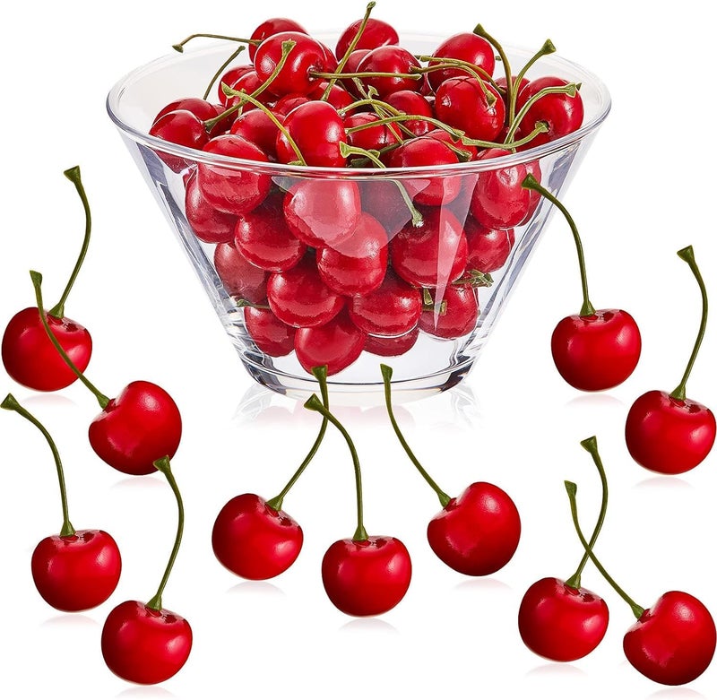 50Pcs Fake Cherries, Red Artificial Cherries, Simulation Cherries Fruit, Artificial Cherry Decorations, Cherry Fake Fruit Model, Home Kitchen Party Decoration, Desk Ornament, Photography Prop - Image 1