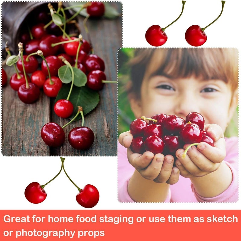 50Pcs Fake Cherries, Red Artificial Cherries, Simulation Cherries Fruit, Artificial Cherry Decorations, Cherry Fake Fruit Model, Home Kitchen Party Decoration, Desk Ornament, Photography Prop - Image 5