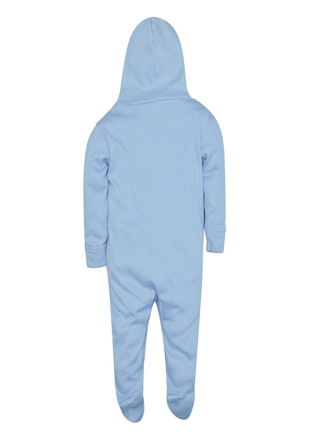 Magic Town® 100% Cotton Unisex Hooded Rompers for Kids and Infants Set of 2 (Sky Blue) (9-12 Months) - Image 4