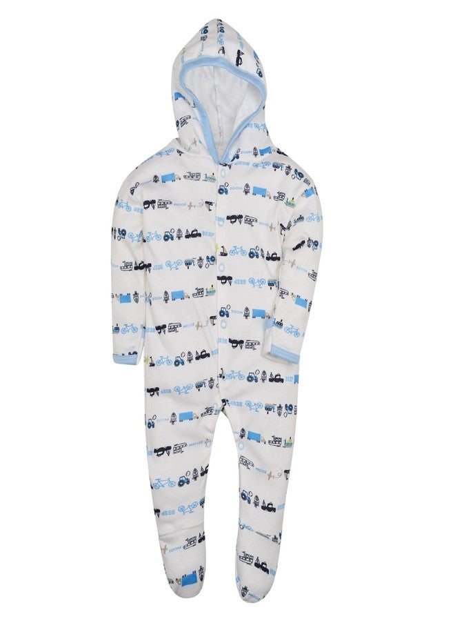 Magic Town® 100% Cotton Unisex Hooded Rompers for Kids and Infants Set of 2 (Sky Blue) (9-12 Months) - Image 2
