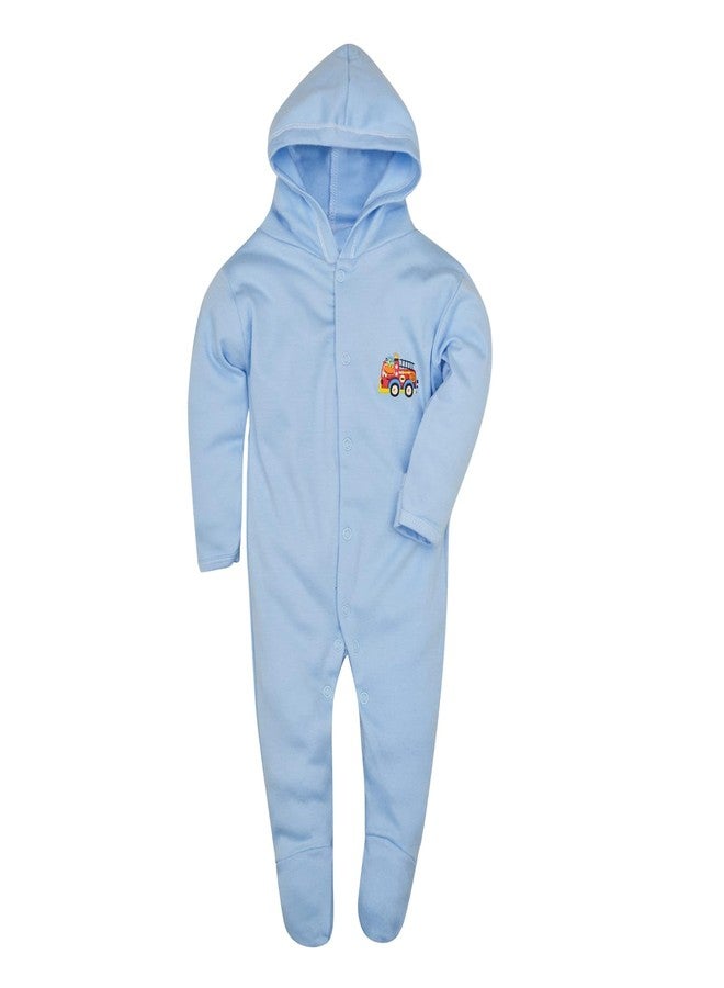 Magic Town® 100% Cotton Unisex Hooded Rompers for Kids and Infants Set of 2 (Sky Blue) (9-12 Months) - Image 3