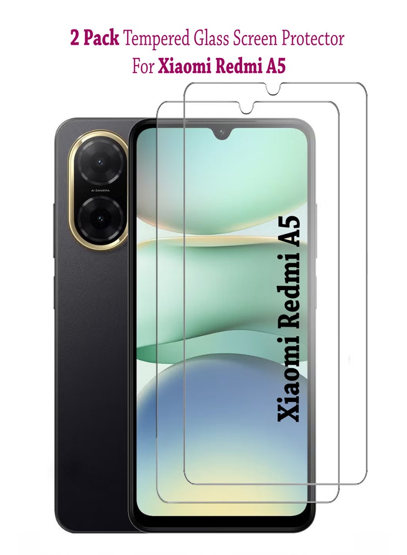 واقي شاشة زجاجي مقوى لهاتف شاومي ريدمي A5، قطعتين، شفاف - Image 1