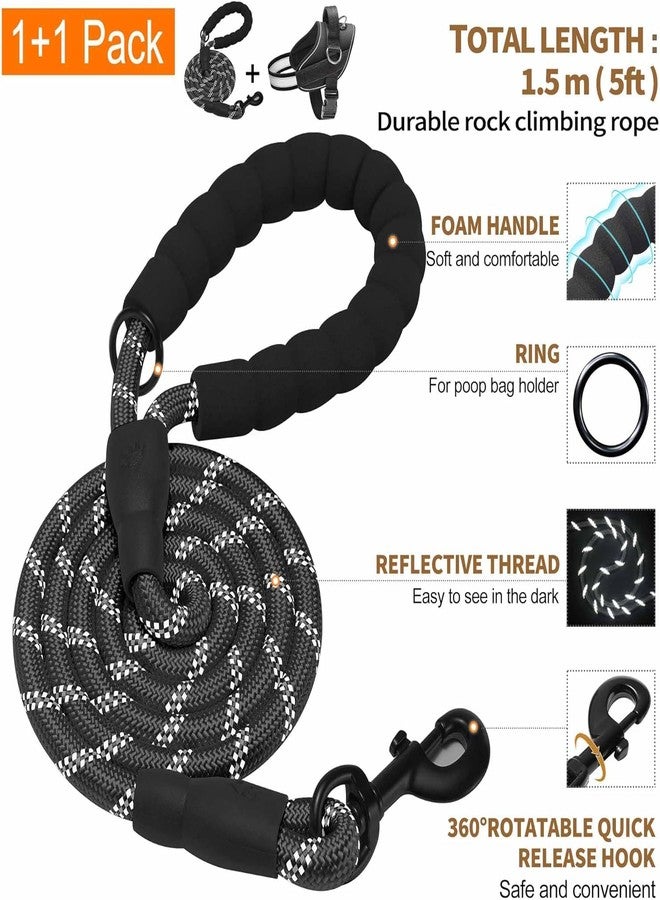 Agirav No Pull Dog Harness Adjustable Reflective Oxford Easy Control Medium Large Dog Harness with A Free Heavy Duty 5ft Dog Leash - Image 5