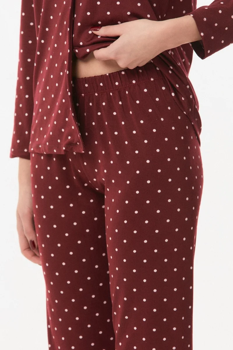FullaModa Polka Dot Buttoned Pajama Set