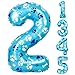 AXBMM 40 Inch Blue Dog Paw Birthday Balloons Number 2 Balloons for Girls Boys Blue Dog Paw Print Themed Birthday Party DecorationsNumber 2 - Image 2