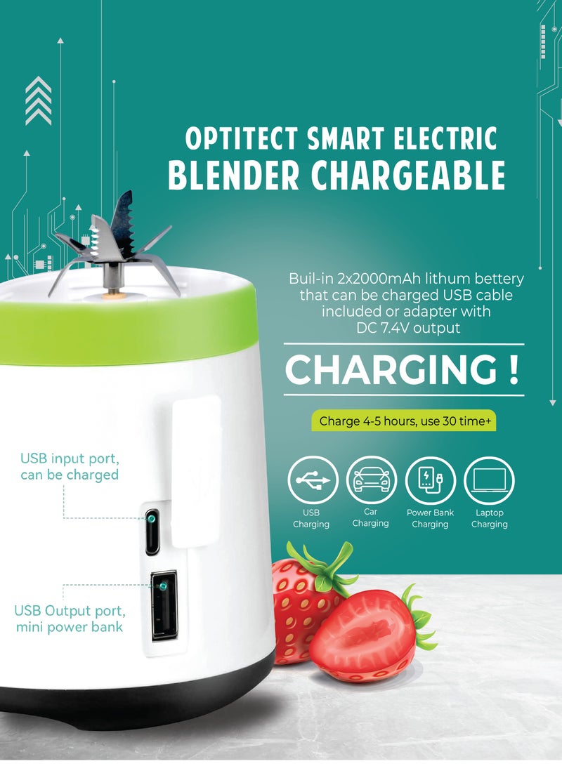 OptiTect خلاط كهربائي ذكي قابل للشحن من أوبتيتيكت، أبيض  - Image 3