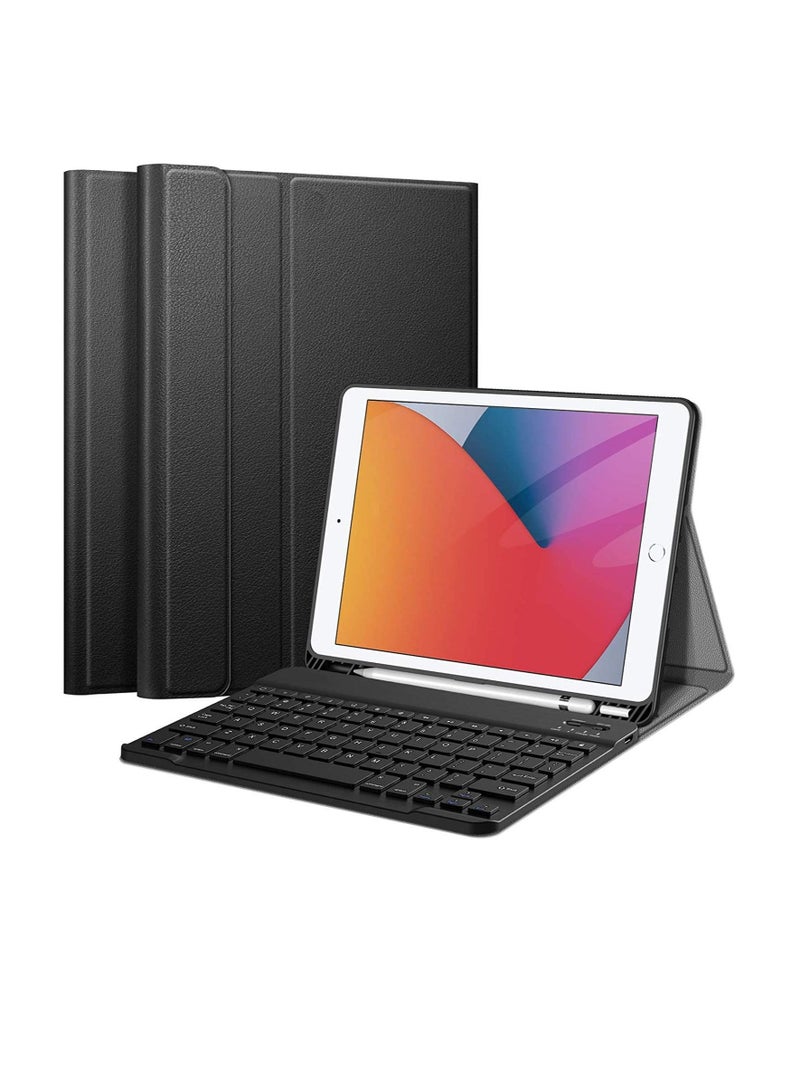 Keyboard Case for iPad 10.2 inch iPad 8th Generation 2020 7th Gen Air 3 Pro 10.5 Smart Keyboard Slim Cover with Pencil Holder Magnetically Detachable Wireless Bluetooth Keyboard (Black) - Image 1