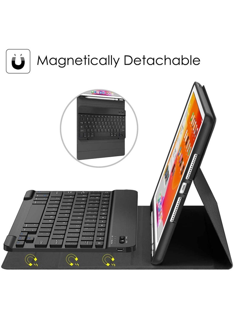 Keyboard Case for iPad 10.2 inch iPad 8th Generation 2020 7th Gen Air 3 Pro 10.5 Smart Keyboard Slim Cover with Pencil Holder Magnetically Detachable Wireless Bluetooth Keyboard (Black) - Image 2