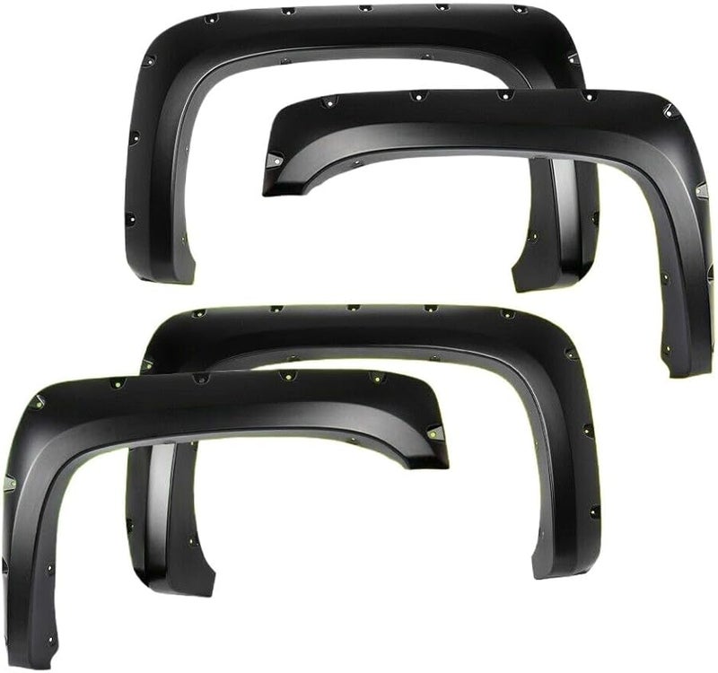 Fender Flares For 2007 2013 Chevy Silverado 1500 2500HD 3500HD Smooth Black Wheel Cover Protectors - Image 3