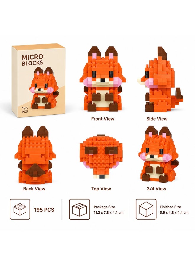 1 Set 195 Pcs Fox Shaped Micro Building Blocks, DIY Educational Assembly Toy With Fixed Dimensions, For Hands-on Ability Training Of Children Aged 6 And Above - Image 3