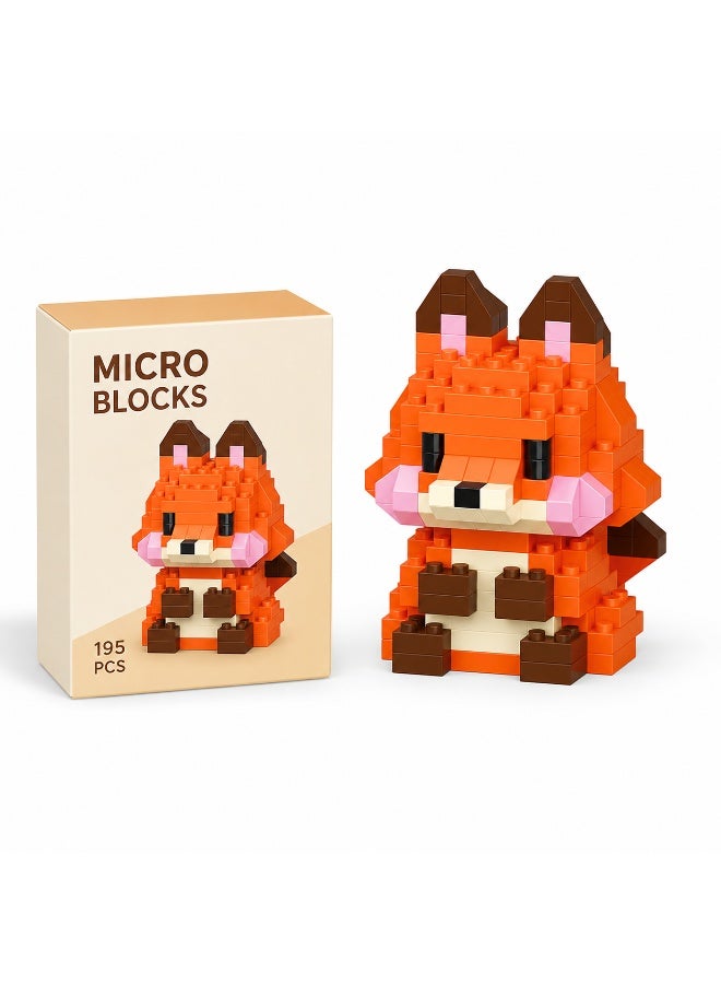 1 Set 195 Pcs Fox Shaped Micro Building Blocks, DIY Educational Assembly Toy With Fixed Dimensions, For Hands-on Ability Training Of Children Aged 6 And Above - Image 1