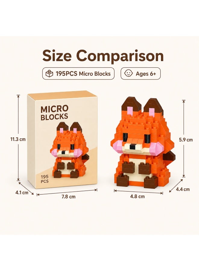 1 Set 195 Pcs Fox Shaped Micro Building Blocks, DIY Educational Assembly Toy With Fixed Dimensions, For Hands-on Ability Training Of Children Aged 6 And Above - Image 4