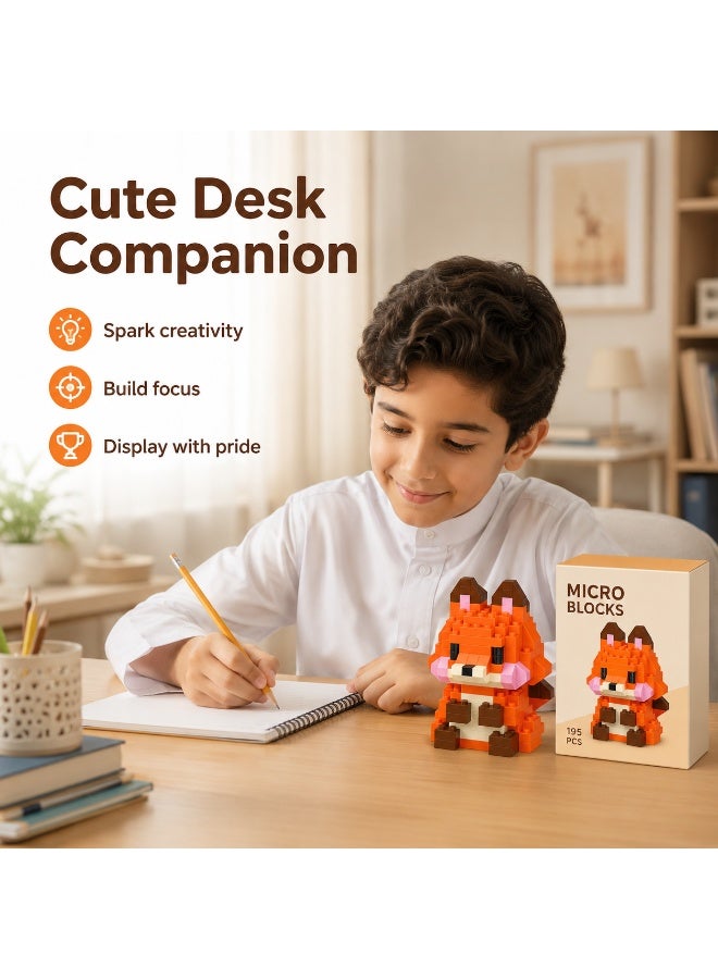 1 Set 195 Pcs Fox Shaped Micro Building Blocks, DIY Educational Assembly Toy With Fixed Dimensions, For Hands-on Ability Training Of Children Aged 6 And Above - Image 2
