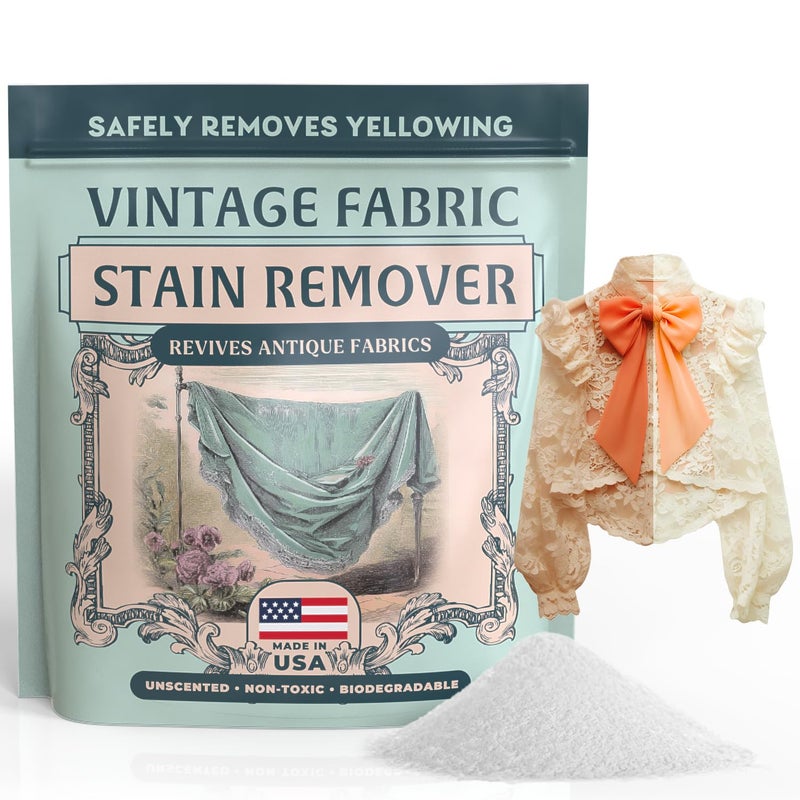 Escentile Vintage Fabric Stain Remover - Safely Cleans Retro & Antique Textiles - Made in the USA - Gently Removes Yellowing & Tough Stains From Vintage Linens, Quilts, Dresses, Doilies 16 Ounce (Pack of 1) - Image 1