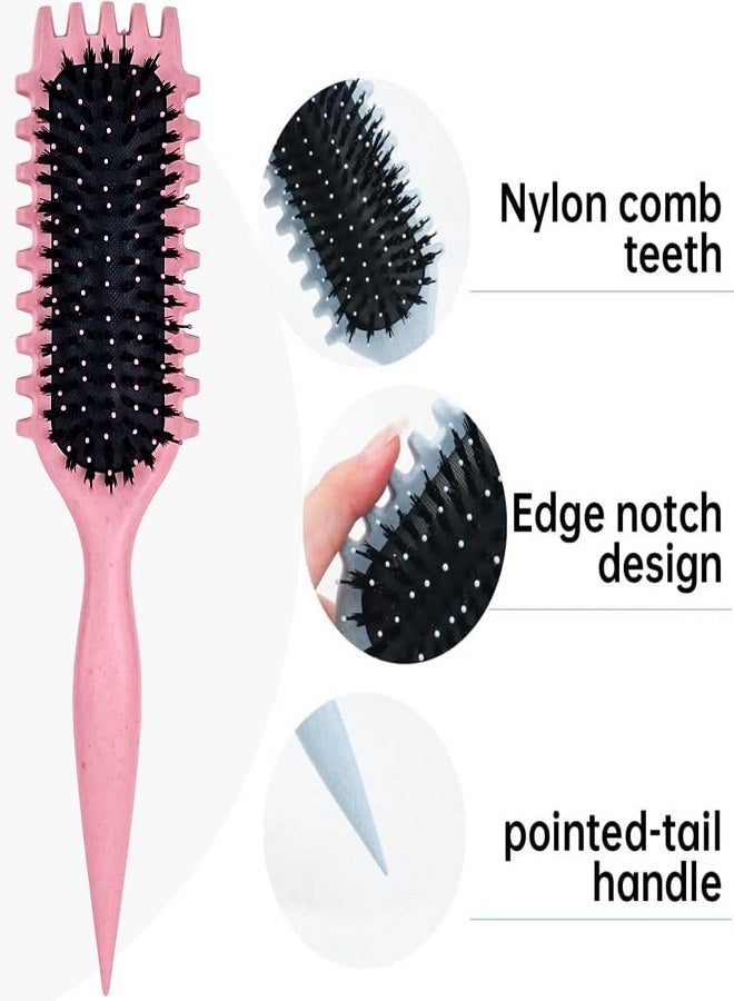 أليس فرشاة، فرشاة تصفيف الشعر المجعد، فرشاة فك تشابك الشعر الرطب والجاف، الأداة الأساسية لتشكيل وتصفيف تجعيدات شعرك، احصلي على تجعيدات محددة بشكل مثالي (وردي) - Image 4