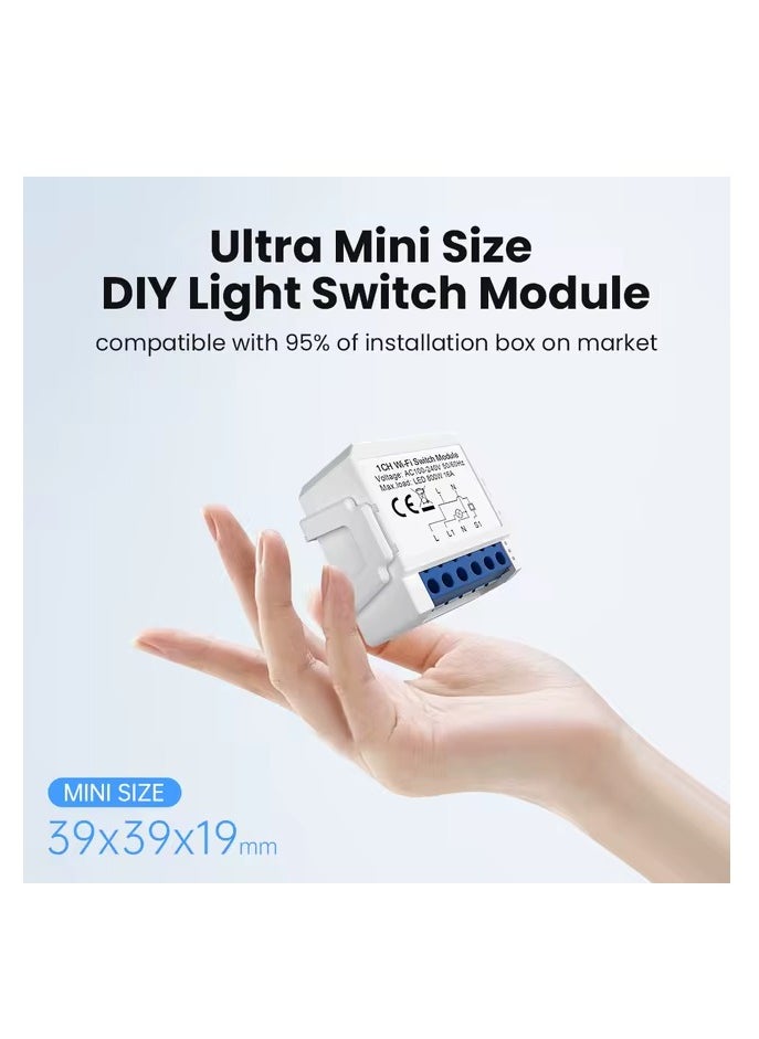 TUYA - Tuya Smart WIFI 1 Gang Light Mini Switch Works with Amazon Alexa and Google Home - Image 1