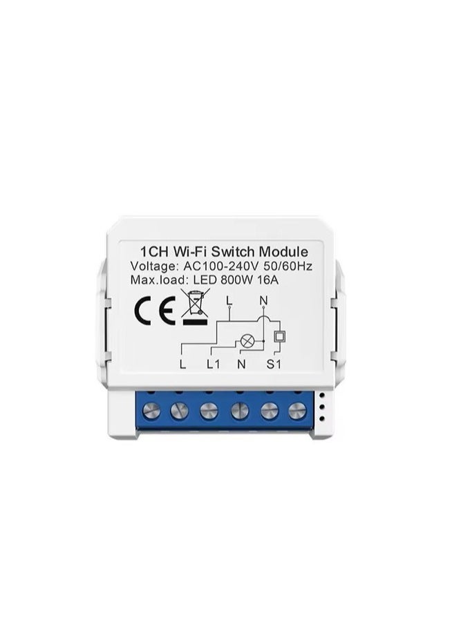 TUYA - Tuya Smart WIFI 1 Gang Light Mini Switch Works with Amazon Alexa and Google Home - Image 1