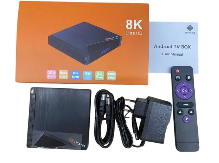 DEROVAN Ultra HD Android 12.1 TV Box – 8GB RAM 128GB Storage, 6K / 8K / 10K Streaming Media Player, Dual-Band Wi-Fi, Ethernet, Smart Android TV Box for Home Entertainment