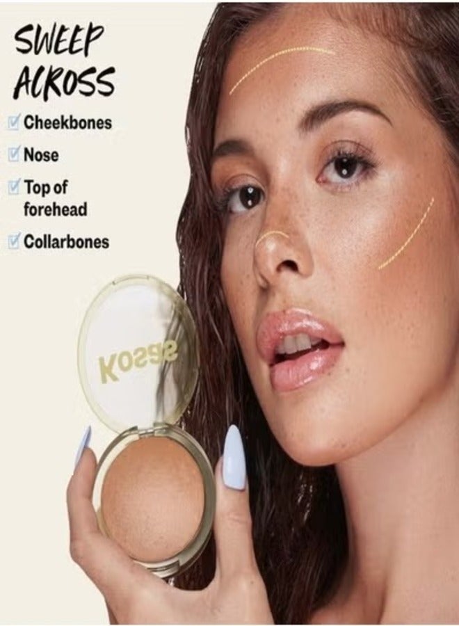 Kosas Kosas The Sun Show Glowy Warmth Talc-Free Baked Bronzer, Escape - Medium Bronze 6g - Radiant, Natural Glow - Image 4
