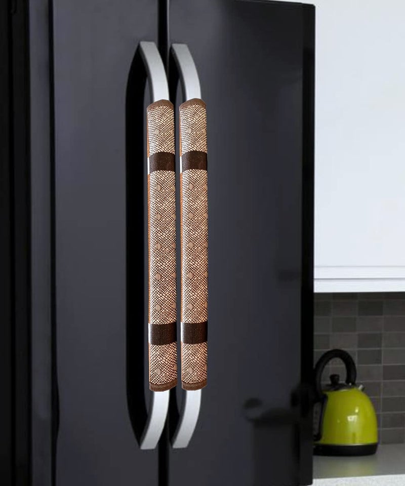 KANUSHI Industries® Multi-Purpose Refrigerator/Fridge Handle Cover/Fridge Handle/Microwave Handle Cover Cover set (Set of 2)(FRI-2-HANDLE-BROWN-BOX) - Image 2