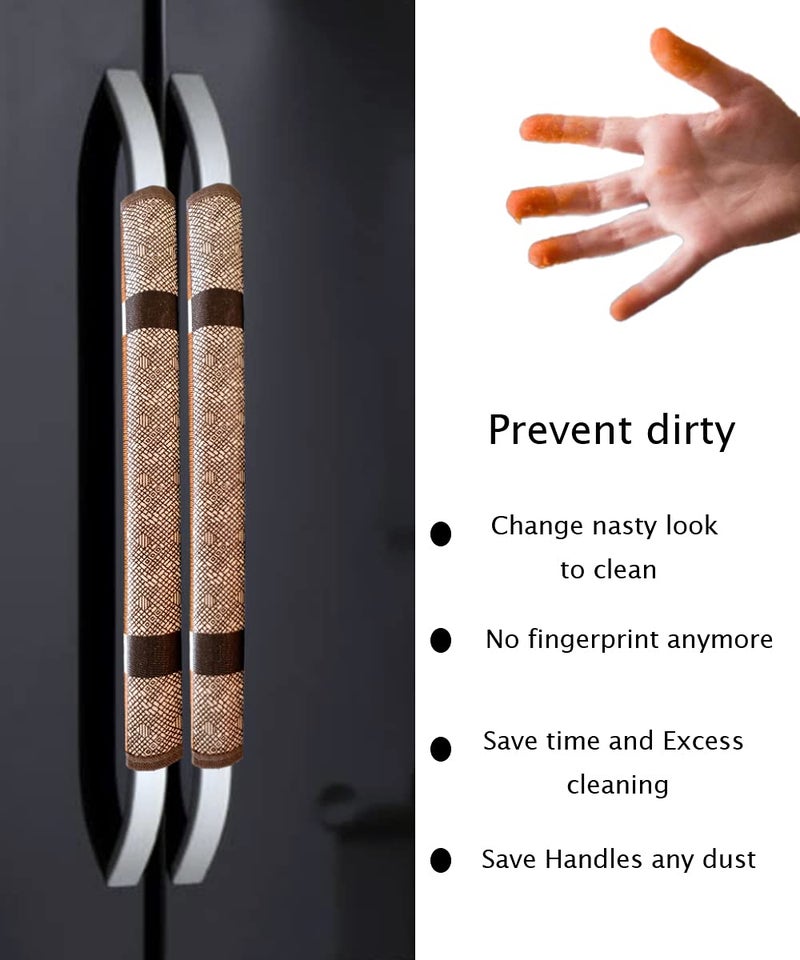 KANUSHI Industries® Multi-Purpose Refrigerator/Fridge Handle Cover/Fridge Handle/Microwave Handle Cover Cover set (Set of 2)(FRI-2-HANDLE-BROWN-BOX) - Image 3