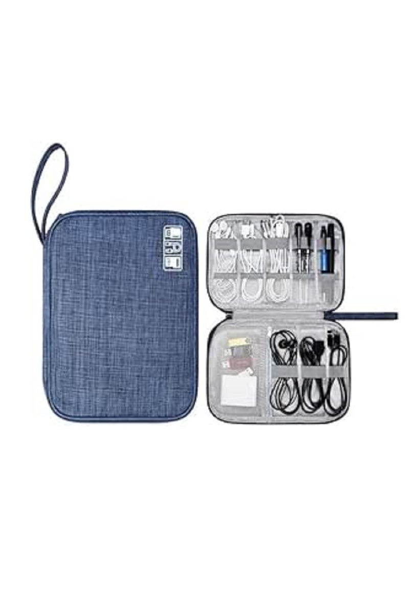 Cable and Electronics Organizer Bag - Multi-Pocket Travel Gadget Organizer for Chargers, Wires, and Device Accessories - Blue - Image 1
