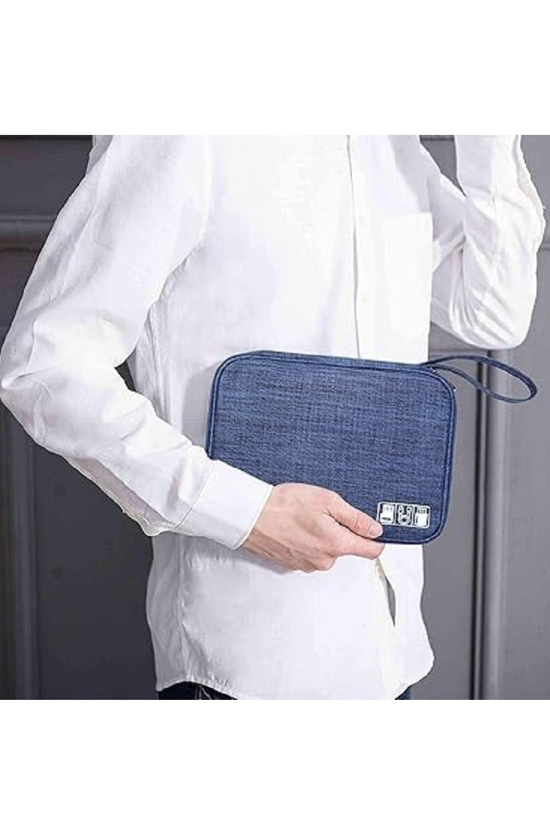 Cable and Electronics Organizer Bag - Multi-Pocket Travel Gadget Organizer for Chargers, Wires, and Device Accessories - Blue - Image 2