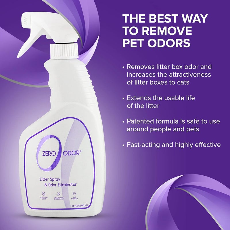 Zero Odor – Litter Odor Eliminator - Permanently Eliminate Litter Odors with Best Patented Molecular Technology - Pet Safe & Works on all types of litter, 16oz (Over 400 Sprays) - Image 5