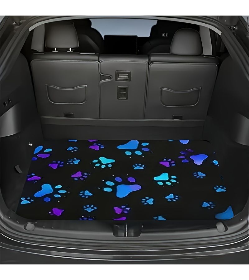 1pc Stylish Car Trunk Mat Paw Print Pattern Durable Dry Clean Interior Trunk Protector - Image 1
