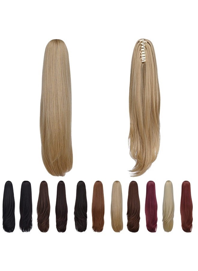 SYXLCYGG Long Blonde Ponytail,SYXLCYGG Straight Clip Claw Ponytails 22" 5.5 OZ Synthetic Like Real Hair Fake Hair pieces For Women Easy To Use Fluffy¬ Tangled - Image 1