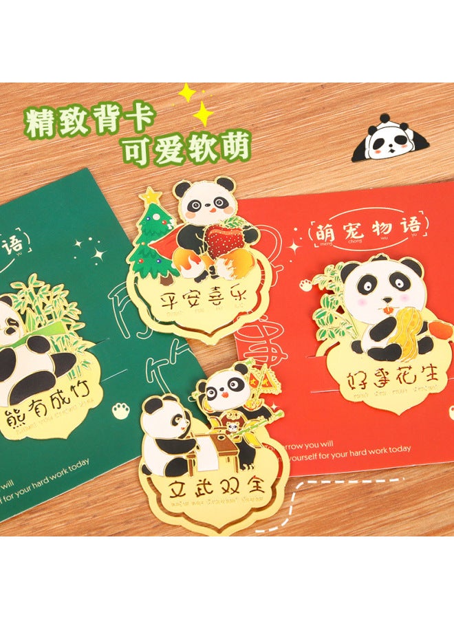 HELPS Creative Panda Bookmark Cute Metal Hollow Note Clip Classical Chinese Style Reading Marker Book Page Clip - Image 2