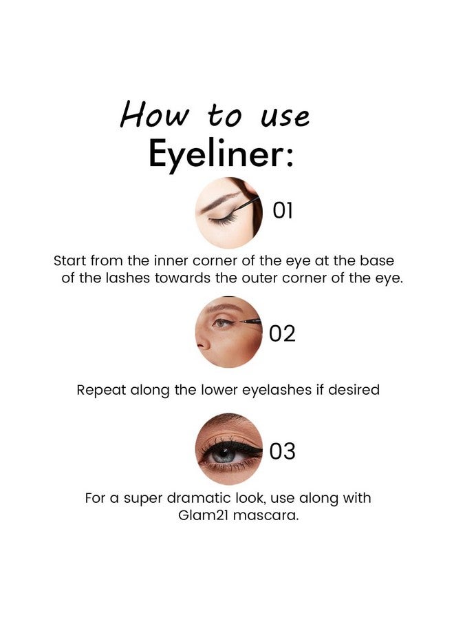 جلام 21 قلم تحديد العيون Glam21 يدوم طويلاً | مقاوم للتلطخ | عالي الصبغة | قلم تحديد العيون باللون الأسود الداكن - Image 5