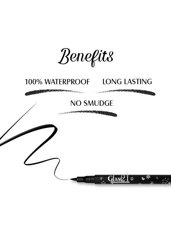 جلام 21 قلم تحديد العيون Glam21 يدوم طويلاً | مقاوم للتلطخ | عالي الصبغة | قلم تحديد العيون باللون الأسود الداكن - Image 3