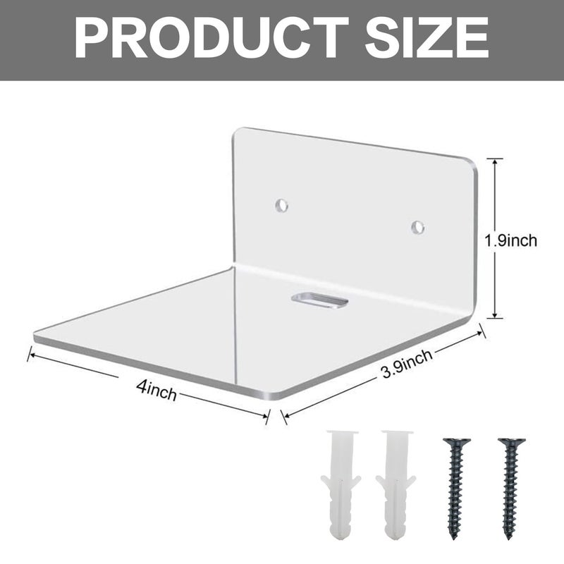 Aiokuo 4 Pack Small Floating Shelves for Wall, 4'' Clear Acrylic Wall Shelf Display Ledges for Bedroom, Bathroom, Living Room & Office, Mini Storage Shelves Screw Installation - Image 2