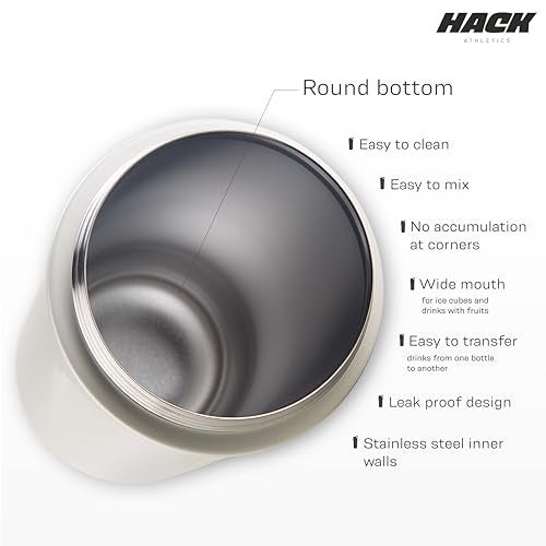 Hack Athletics Premium Stainless Steel Insulated Shaker Bottles for Gym, Protein Shaker, Pre Workout Bottle, Water Bottle for Men and Women, BPA Free Material 100% Leakproof | 709ML (White) - Image 4