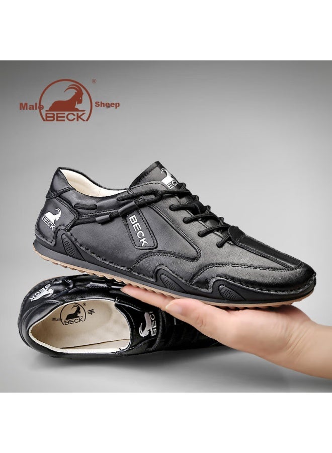 Beck Gongyang Italian Men's Casual Shoes, Spring And Autumn Genuine Leather Casual Leather Shoes, Men's Soft-soled Shoes, Versatile Sneakers, White Sneakers - Image 1