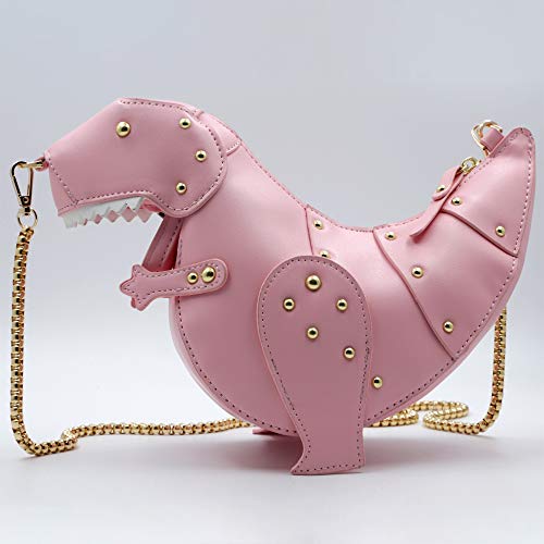 QiMing Dinosaur Shoulder Purses,PU Rivet Tyrannosaurus Rex CrossBody Bag for Girl Women(Pink) - Image 4
