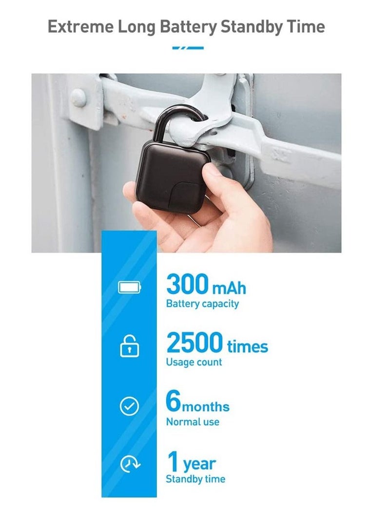 Fingerprint Padlock Waterproof Bluetooth Smart Padlock Cabinet Lock Bedroom Anti-theft Bag Luggage Padlock  - Image 5