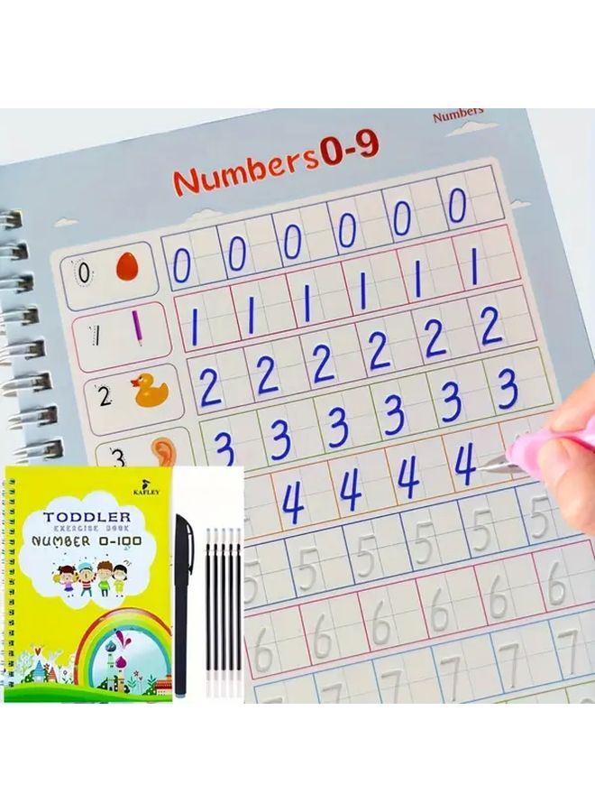 Yellow Reusable 3D Calligraphy Practice Book English Math Learning Art Drawing Workbook - Image 1