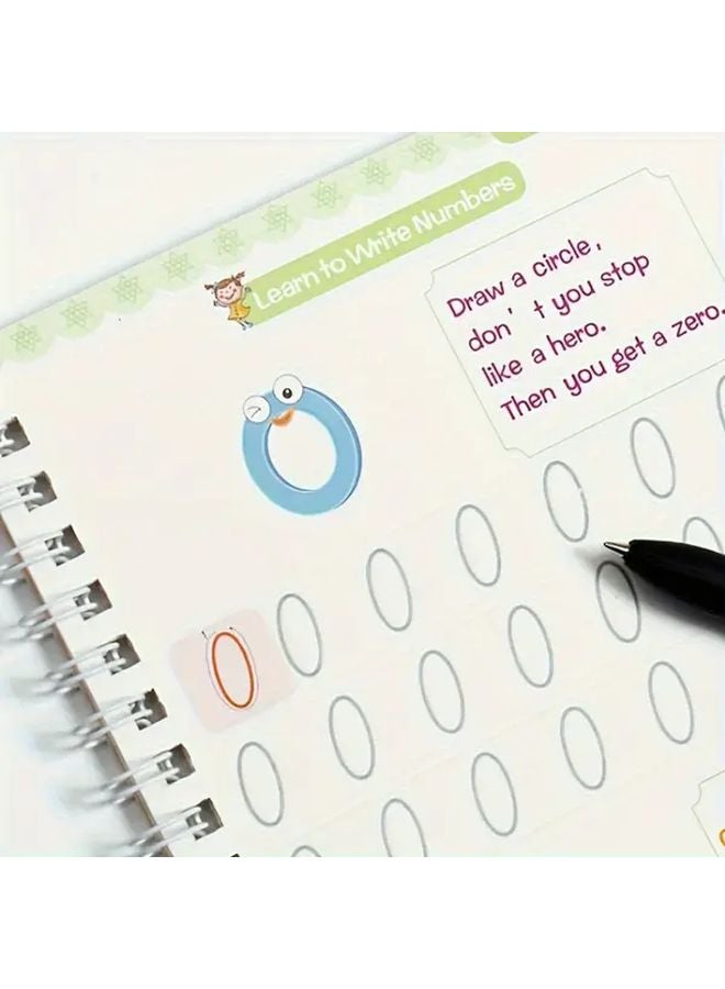 Yellow Reusable 3D Calligraphy Practice Book English Math Learning Art Drawing Workbook - Image 5