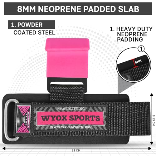 WYOX Weight Lifting Hooks for Men & Women (Pair) – Heavy Duty Wrist Support Straps with Hooks for Deadlifts, Pull Ups, Shrugs – Gym Lifting Straps with Grip Assist for Weightlifting & Strength Training - Image 2