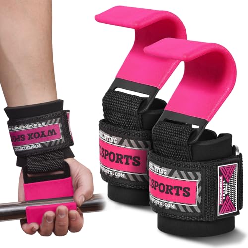 WYOX Weight Lifting Hooks for Men & Women (Pair) – Heavy Duty Wrist Support Straps with Hooks for Deadlifts, Pull Ups, Shrugs – Gym Lifting Straps with Grip Assist for Weightlifting & Strength Training - Image 1