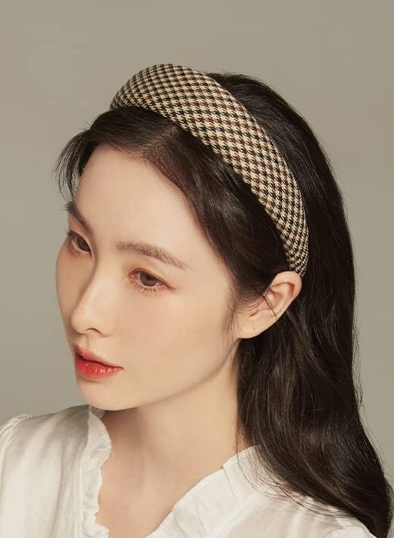 Excefore Vintage Plaid Headbands Wide Headbands for Women - Image 5