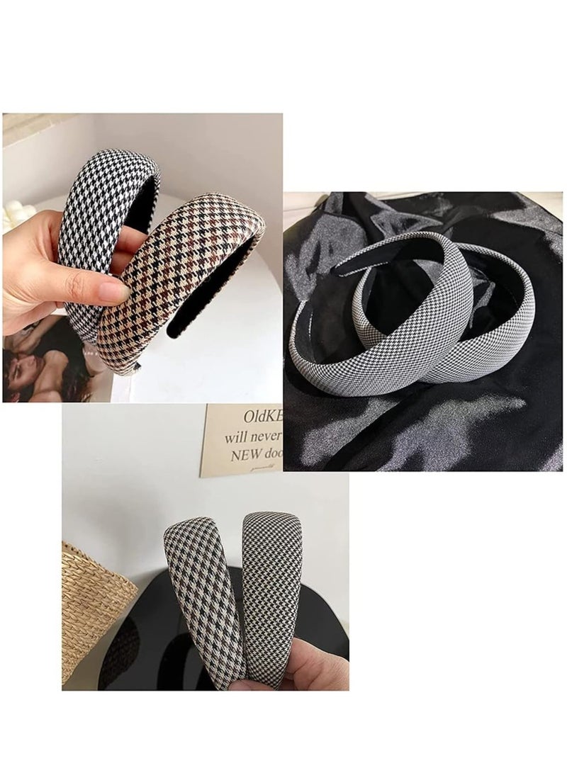 Excefore Vintage Plaid Headbands Wide Headbands for Women - Image 3