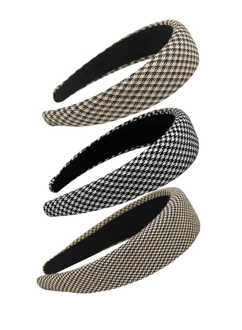 Excefore Vintage Plaid Headbands Wide Headbands for Women - Image 1