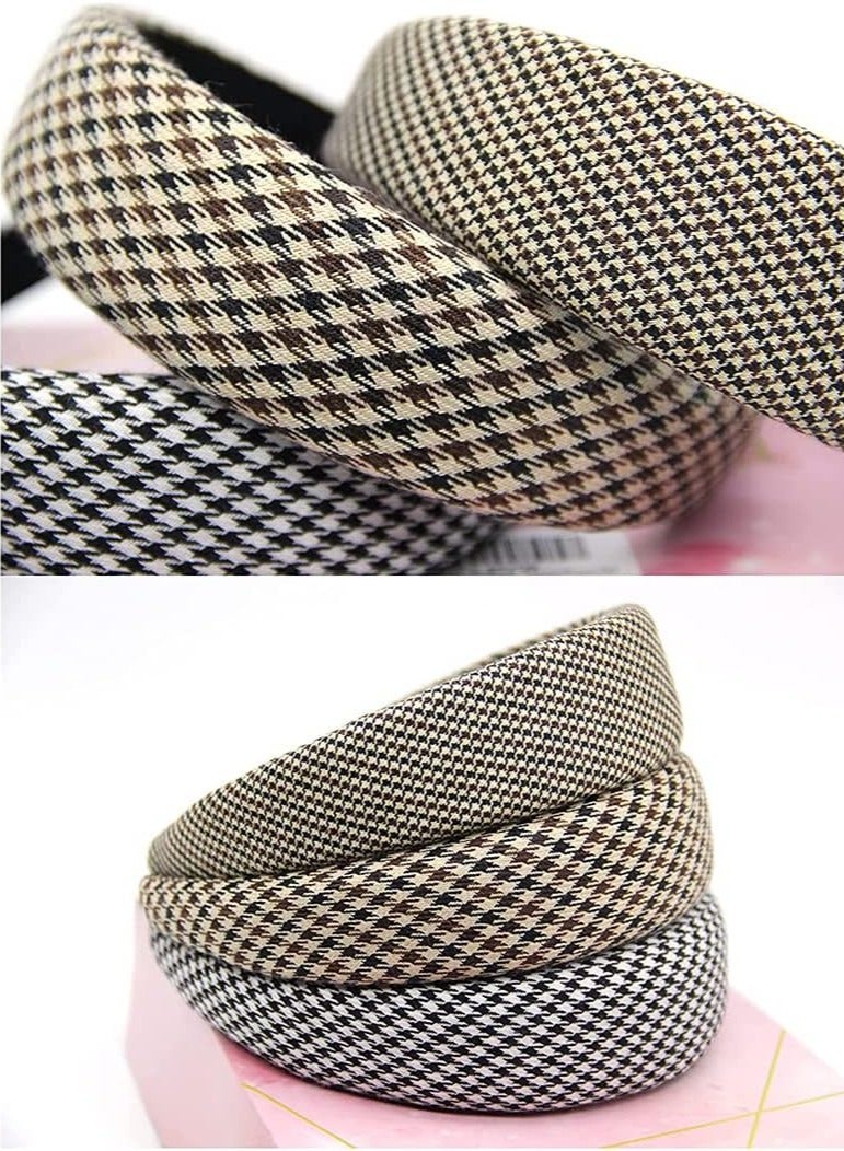 Excefore Vintage Plaid Headbands Wide Headbands for Women - Image 2